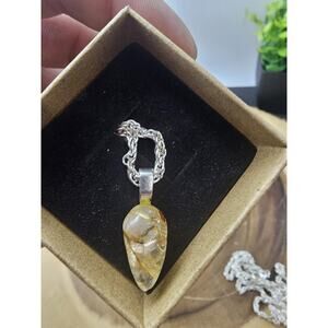 Tear Drop citrine pendant necklace 16in